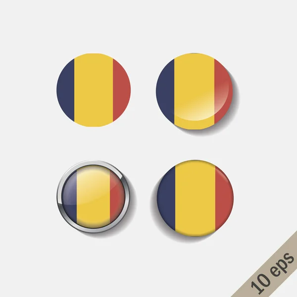 Uppsättning av Tchad flaggor runda märken. — Stock vektor