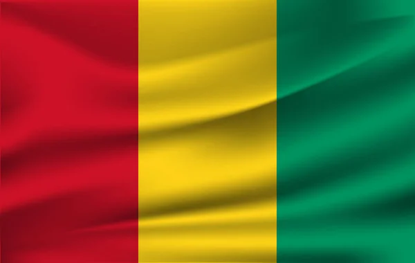 Bandera de Guinea-Bissau. Bandera ondeante realista de Guinea-Bissau . — Archivo Imágenes Vectoriales