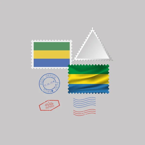 Γκαμπόν σημαία σύνολο γραμματόσημο, απομονώνονται σε γκρίζο φόντο, εικονογράφηση φορέα. 10 eps — Διανυσματικό Αρχείο