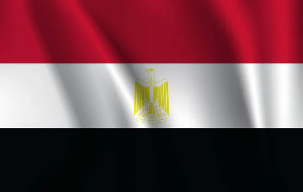 Vlag van Egypte. Realistisch zwaaien de vlag van de Arabische Republiek Egypte. — Stockvector