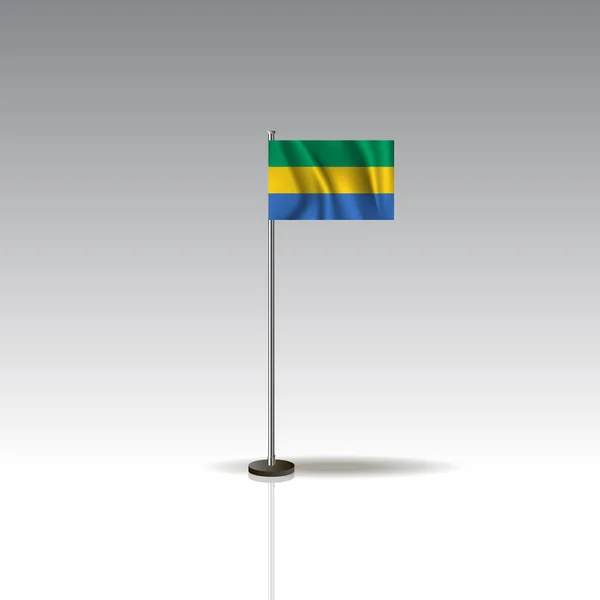 Drapeau Illustration du pays du GABON. Drapeau national GABON isolé sur fond gris . — Image vectorielle