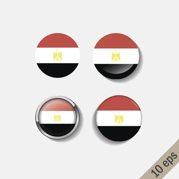 Set di bandiere EGITTO badge rotondi . — Vettoriale Stock