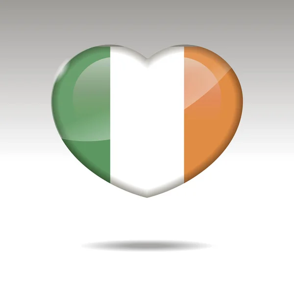 アイルランドのシンボルが大好きです。心の旗のアイコン。ベクトル イラスト. — ストックベクタ
