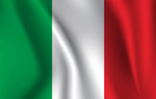リアルなイタリアの旗を振っています。生地の織り目加工流れるフラグ、ベクトル Eps10 — ストックベクタ