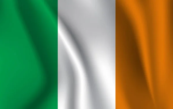 Bandeira acenando realista da Irlanda. Tecido texturizado bandeira fluente, vetor EPS10 — Vetor de Stock