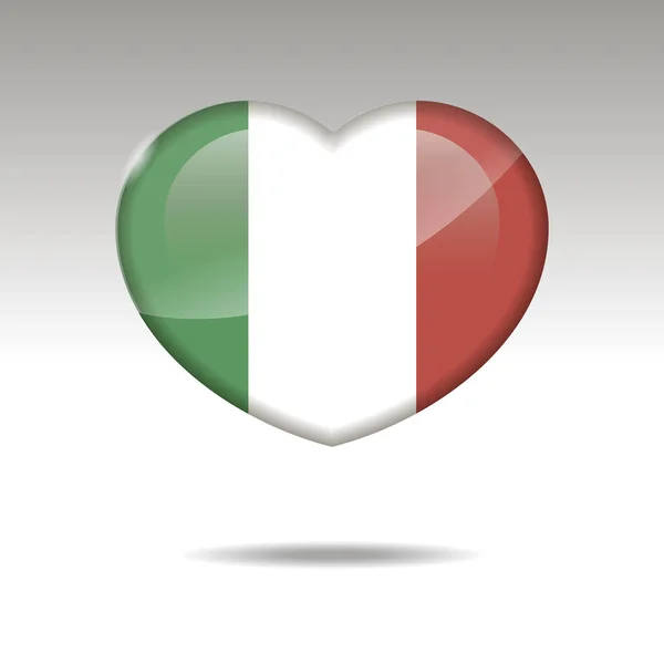 Amore Italia simbolo. Icona bandiera del cuore . — Vettoriale Stock