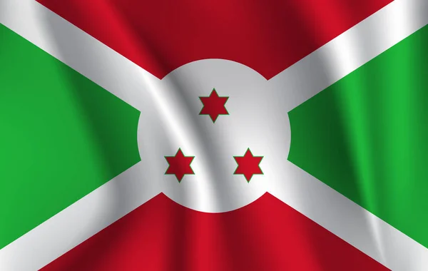 Vlag van Burundi. Realistisch zwaaien de vlag van de Republiek Burundi. — Stockvector