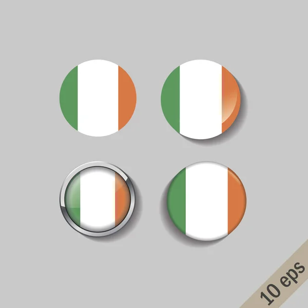 Set ír zászlók kerek jelvény. — Stock Vector