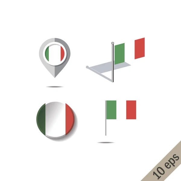 イタリアの国旗と地図ピン — ストックベクタ