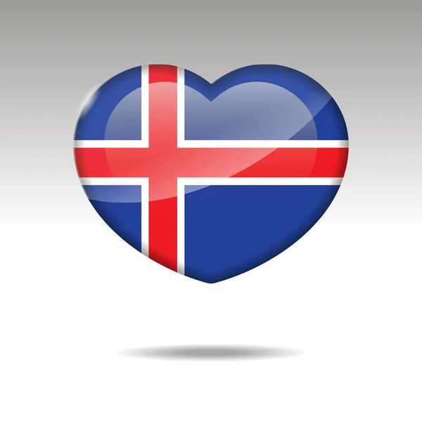 Love ICELAND symbol. Heart flag icon. Vector illustration. — Stock Vector