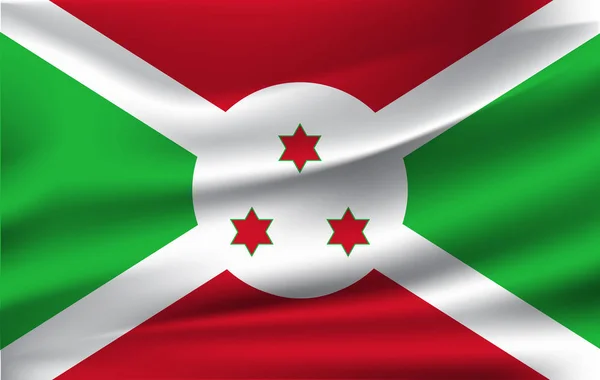 Vlag van Burundi. Realistisch zwaaien de vlag van de Republiek Burundi. — Stockvector