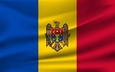 Moldova bayrağı sallayarak gerçekçi. Kumaş dokulu akan bayrak, vektör Eps10