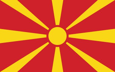 Makedonya Bayrak vektör illüstrasyonu. Makedonya Bayrağı. Makedonya Ulusal Bayrağı.