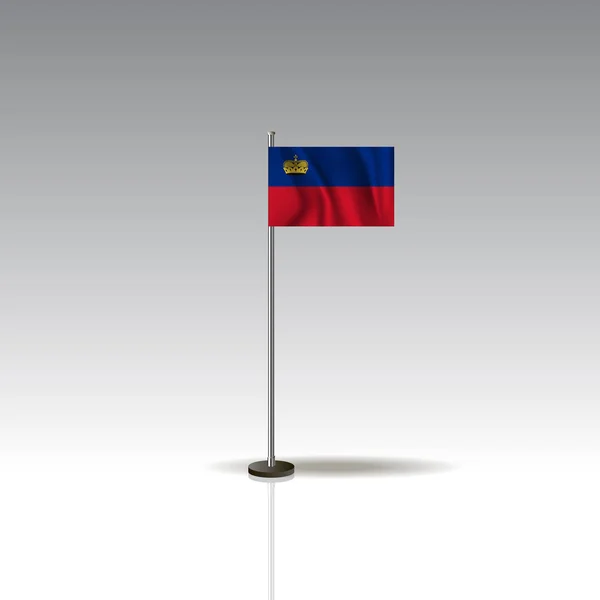 Fahnenabbildung des Landes Liechtenstein. Nationalflagge Liechtenstein isoliert auf grauem Hintergrund. — Stockvektor