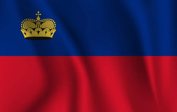Bandeira de acenar realista do Liechtenstein. Tecido texturizado bandeira fluente, vetor EPS10 — Vetor de Stock