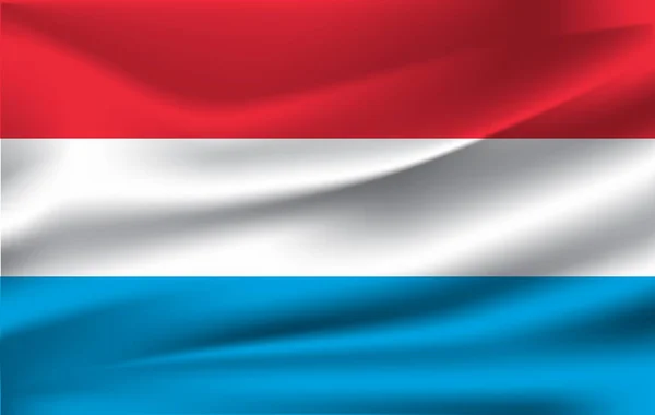 Bandiera sventolante realistica del Lussemburgo. Bandiera fluente strutturata in tessuto, vettore EPS10 — Vettoriale Stock