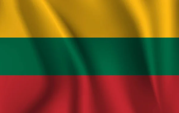 Bandera ondeante realista de Lituania. Tela texturizada bandera que fluye, vector EPS10 — Vector de stock