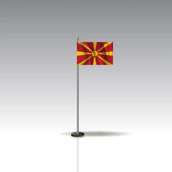 Bandeira Ilustração do país da MACEDÔNIA. Bandeira nacional da MACEDONIA isolada sobre fundo cinzento . —  Vetores de Stock