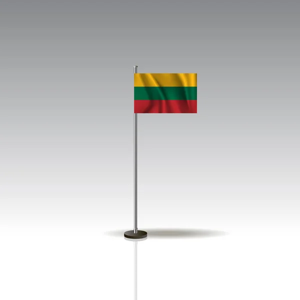 Flaggenillustration des Landes Litauen. Litauische Nationalflagge isoliert auf grauem Hintergrund. — Stockvektor
