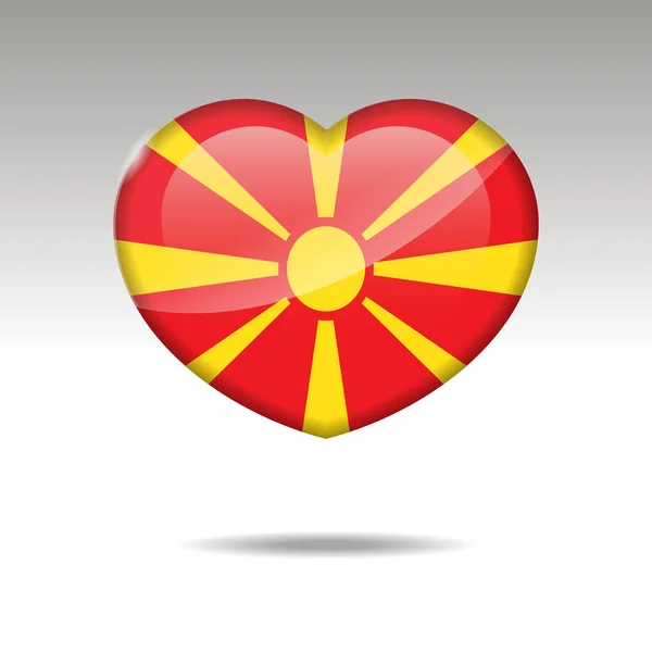 Liebe Mazedonien Symbol. Herz-Flagge-Symbol. — Stockvektor