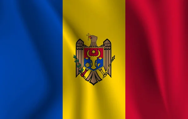 Drapeau agitant réaliste de la Moldavie. Drapeau fluide texturé en tissu, vecteur EPS10 — Image vectorielle