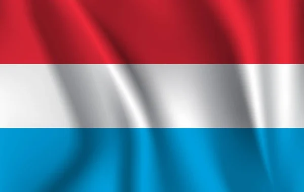 Bandeira de acenar realista do Luxemburgo. Tecido texturizado bandeira fluente, vetor EPS10 — Vetor de Stock