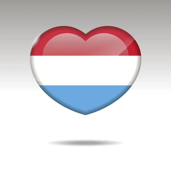 Kärlek Luxemburg symbol. Hjärtat flaggikonen. — Stock vektor