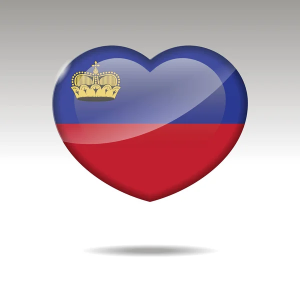 Amor símbolo de Liechtenstein. Icono bandera del corazón . — Vector de stock