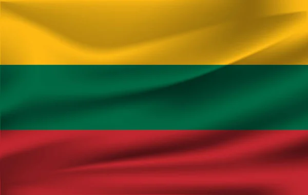 Bandera ondeante realista de Lituania. Tela texturizada bandera que fluye, vector EPS10 — Vector de stock