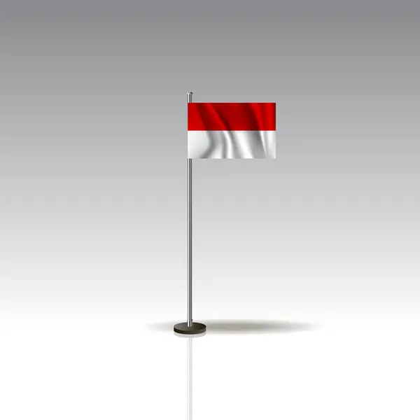 Flagga Illustration av landet av Monaco. Monaco flagga isolerade på grå bakgrund. — Stock vektor