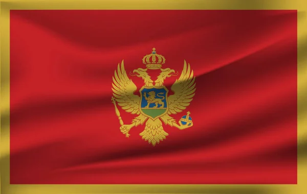 Bandiera sventolante realistica del Montenegro. Bandiera fluente strutturata in tessuto, vettore EPS10 — Vettoriale Stock