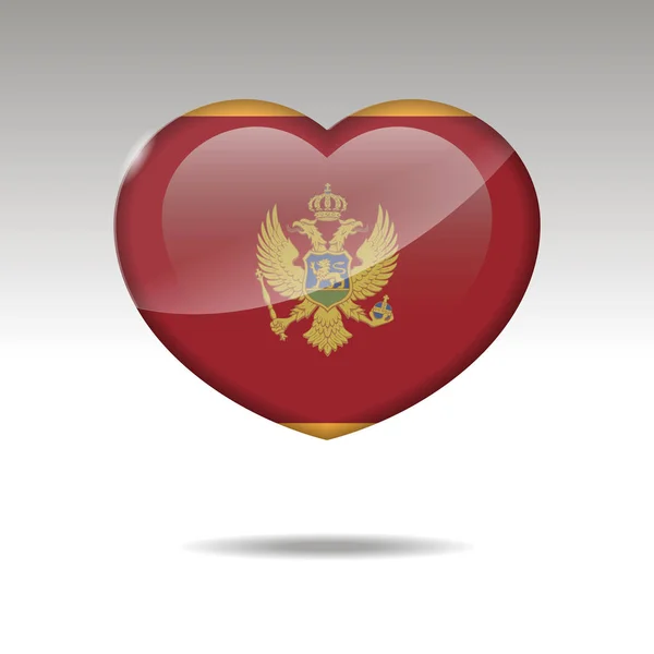 Miłość symbol Czarnogóry. flaga ikona. — Wektor stockowy