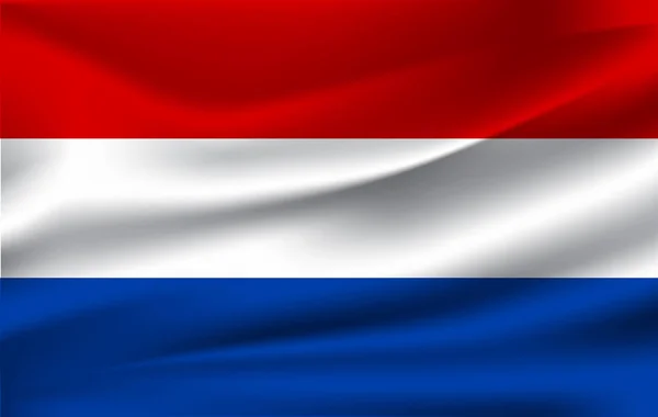 Realistisch zwaaien vlag van Nederland. Stof geweven vloeiende vlag, vector Eps10 — Stockvector