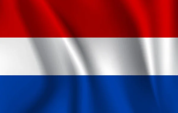 Realistické mávat vlajkou Nizozemska. Fabric texturou vlající vlajka, vektorové Eps10 — Stockový vektor