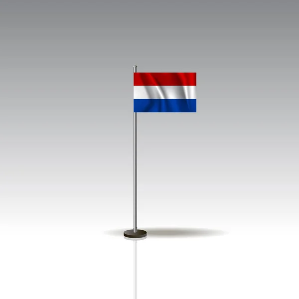 Illustratie van de vlag van het land van Nederland. Vlag Nederland geïsoleerd op een grijze achtergrond. — Stockvector