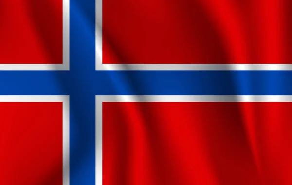 Bandiera sventolante realistica della Norvegia. Bandiera fluente strutturata in tessuto, vettore EPS10 — Vettoriale Stock