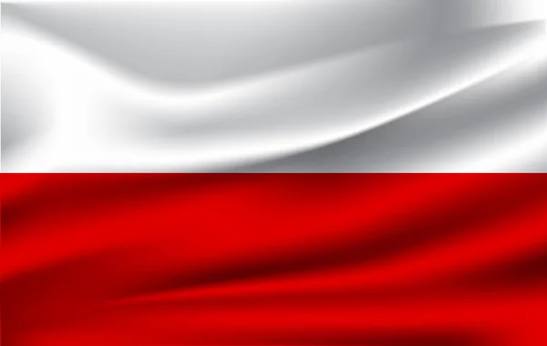 Realistisch zwaaien de vlag van de Polen. Stof geweven vloeiende vlag, vector Eps10 — Stockvector