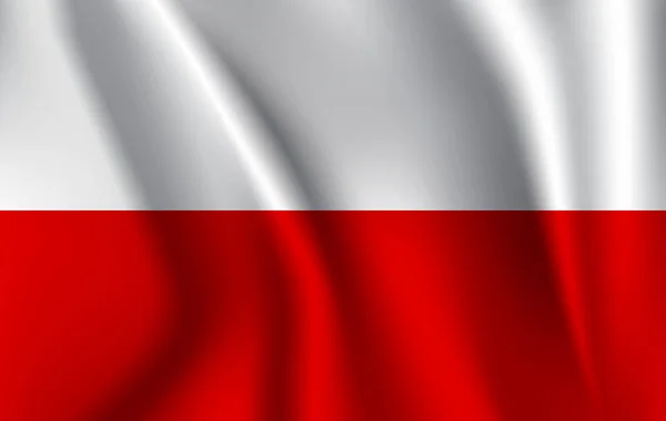 Drapeau agitant réaliste de la Pologne. Drapeau fluide texturé en tissu, vecteur EPS10 — Image vectorielle