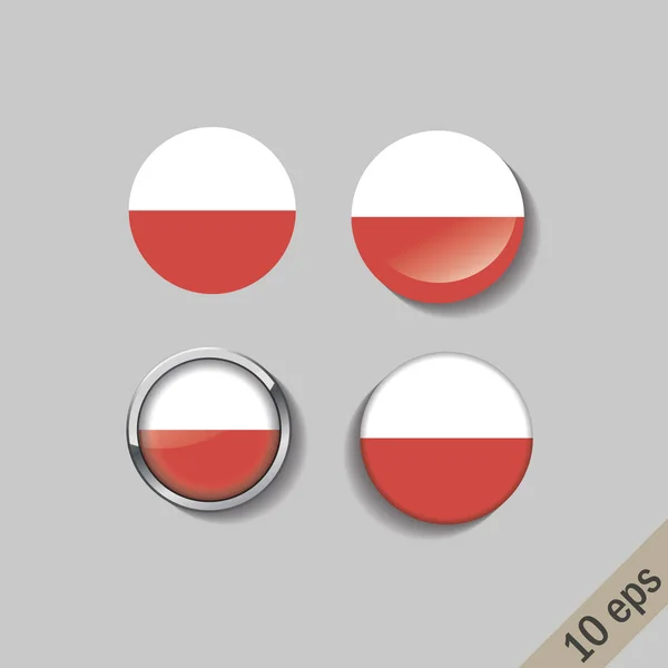 Набір Польщі прапорів, круглі значки. — стоковий вектор