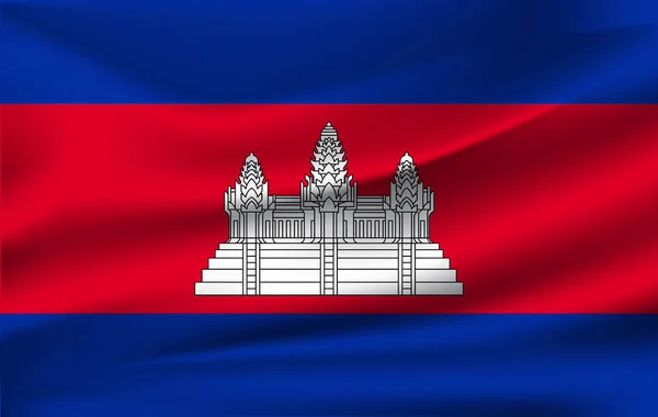 3d 柬埔寨的挥舞国旗。插图 — 图库照片