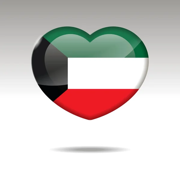 Love KUWAIT symbol. Heart flag icon. — Stock Vector