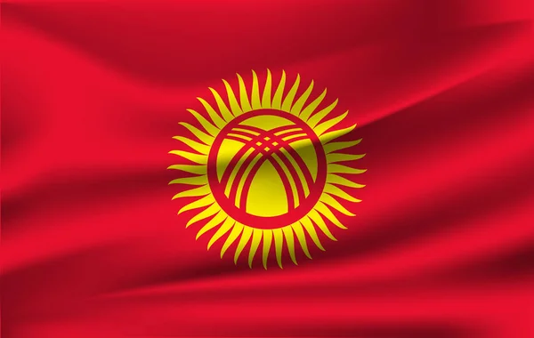 Bandera ondeante realista de Kirguistán . — Vector de stock