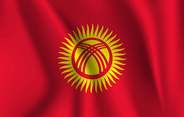 Bandera ondeante realista de Kirguistán .. — Vector de stock