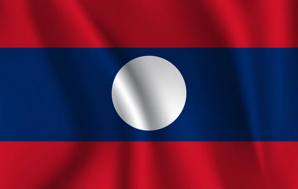 Bandeira do Laos. Bandeira acenando realista da República Democrática Popular do Laos . — Vetor de Stock