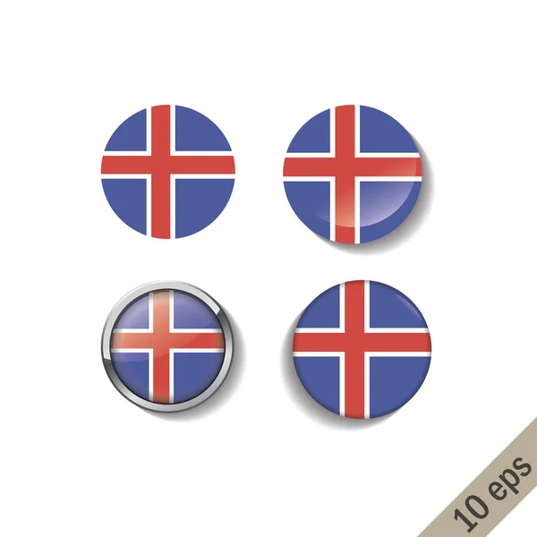 Conjunto de bandeiras ICELAND emblemas redondos . —  Vetores de Stock