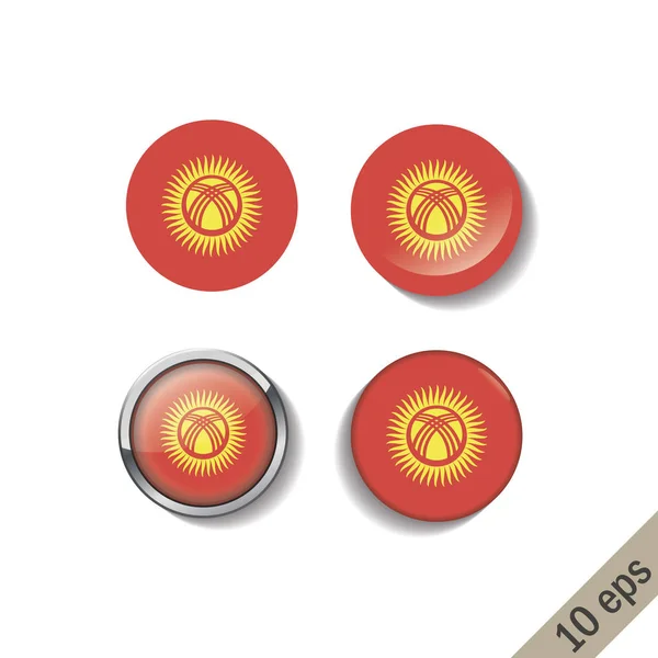 Set van Kirgizië vlaggen ronde badges. — Stockvector