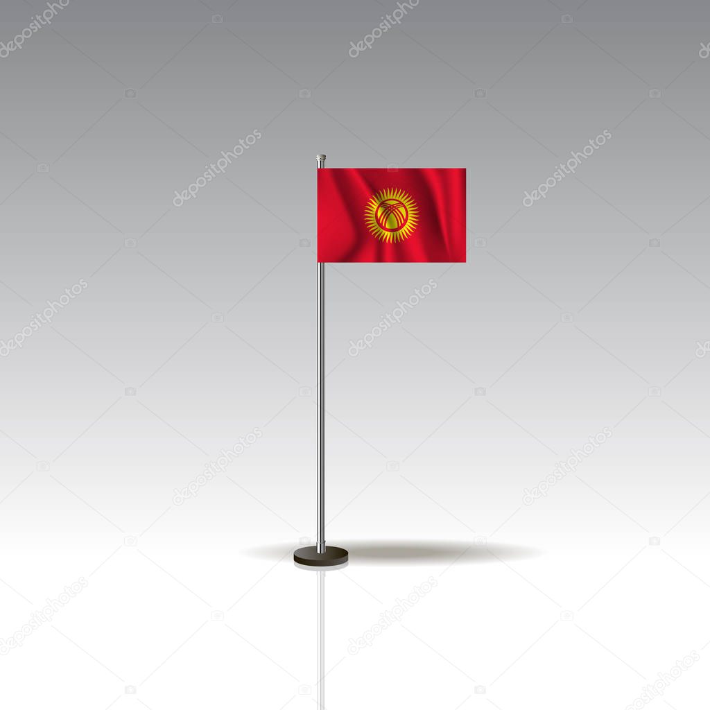 Flag Illustration of the country of KYRGYZSTAN. National KYRGYZSTAN flag isolated on gray background. EPS10