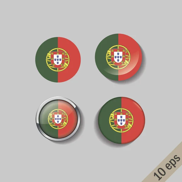 Set of Portugal flags round badges. — Stock Vector