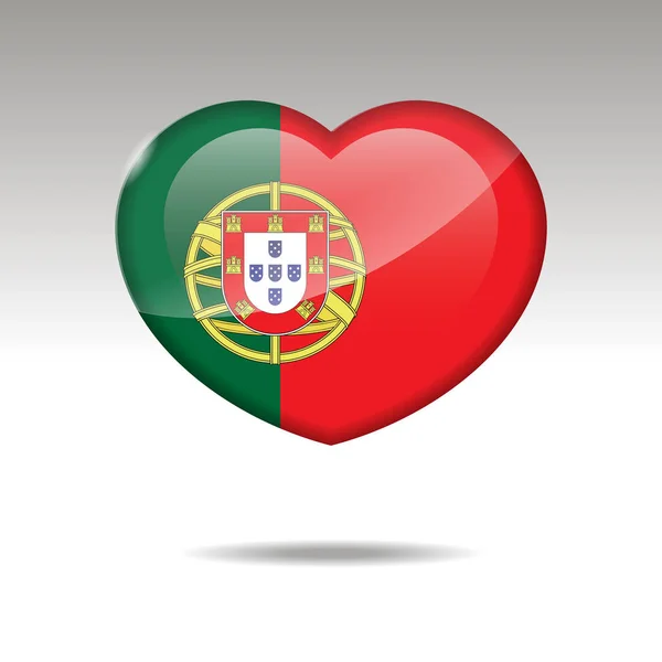Adoro o símbolo de Portugal. Ícone da bandeira cardíaca . — Vetor de Stock