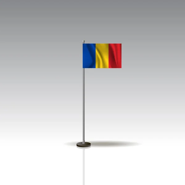 Romanya ülke bayrağı çizimi. Gri arka plan üzerinde izole Ulusal Romanya bayrağı. — Stok Vektör